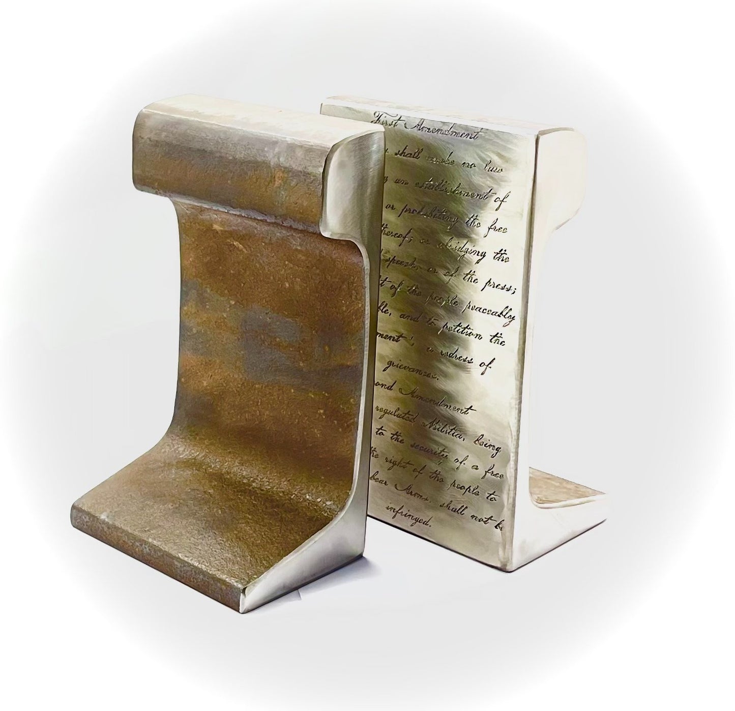 Large Antique Railroad Bookends Engraved