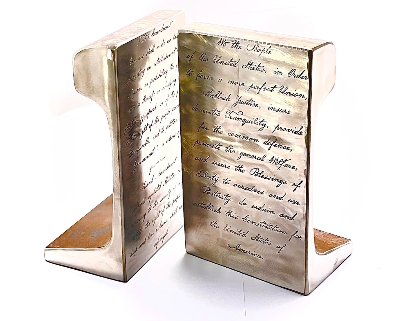Large Antique Railroad Bookends Engraved