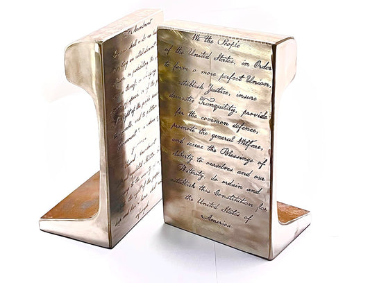 Large Antique Railroad Bookends Engraved