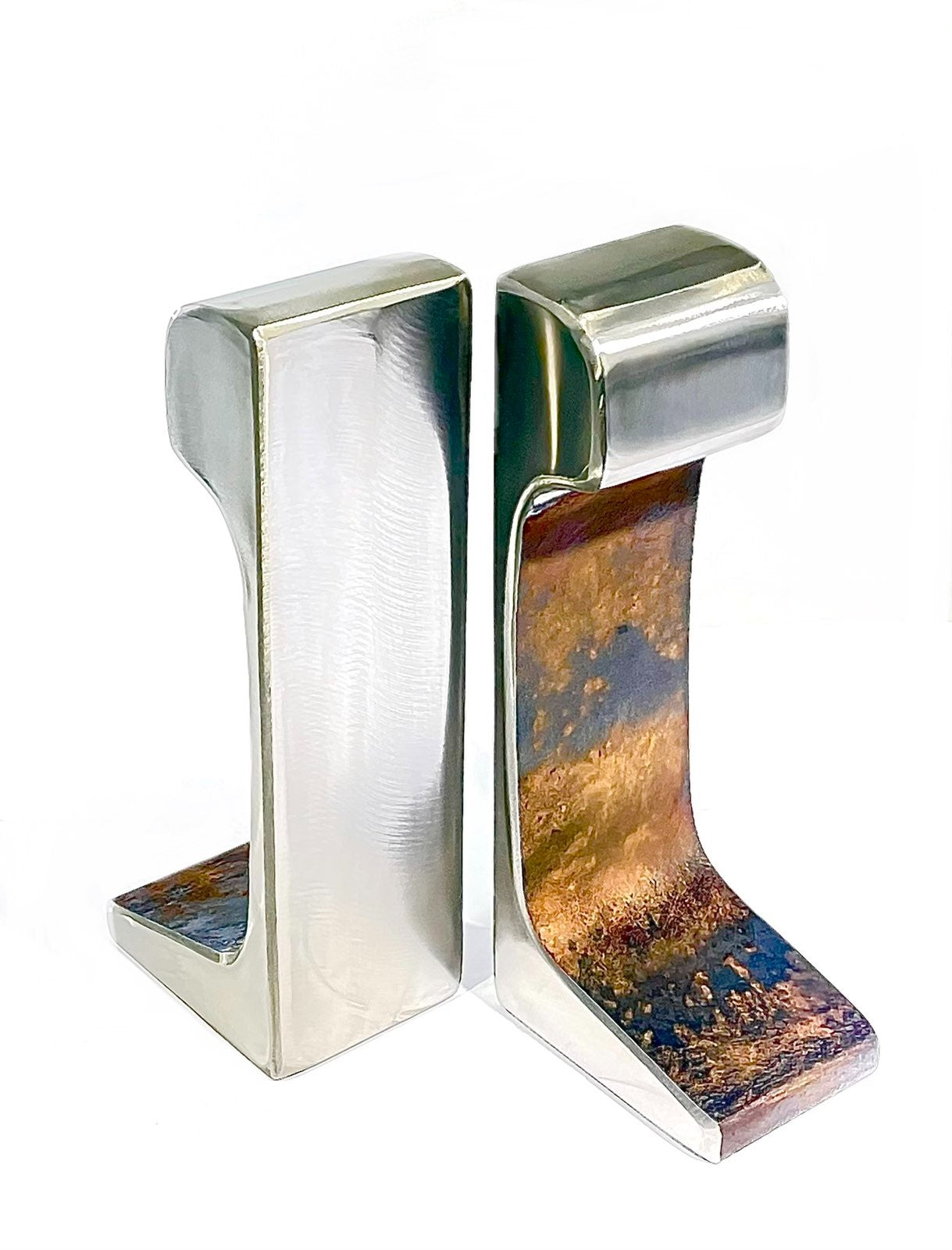 Small Antique Railroad Bookends Polished Tops