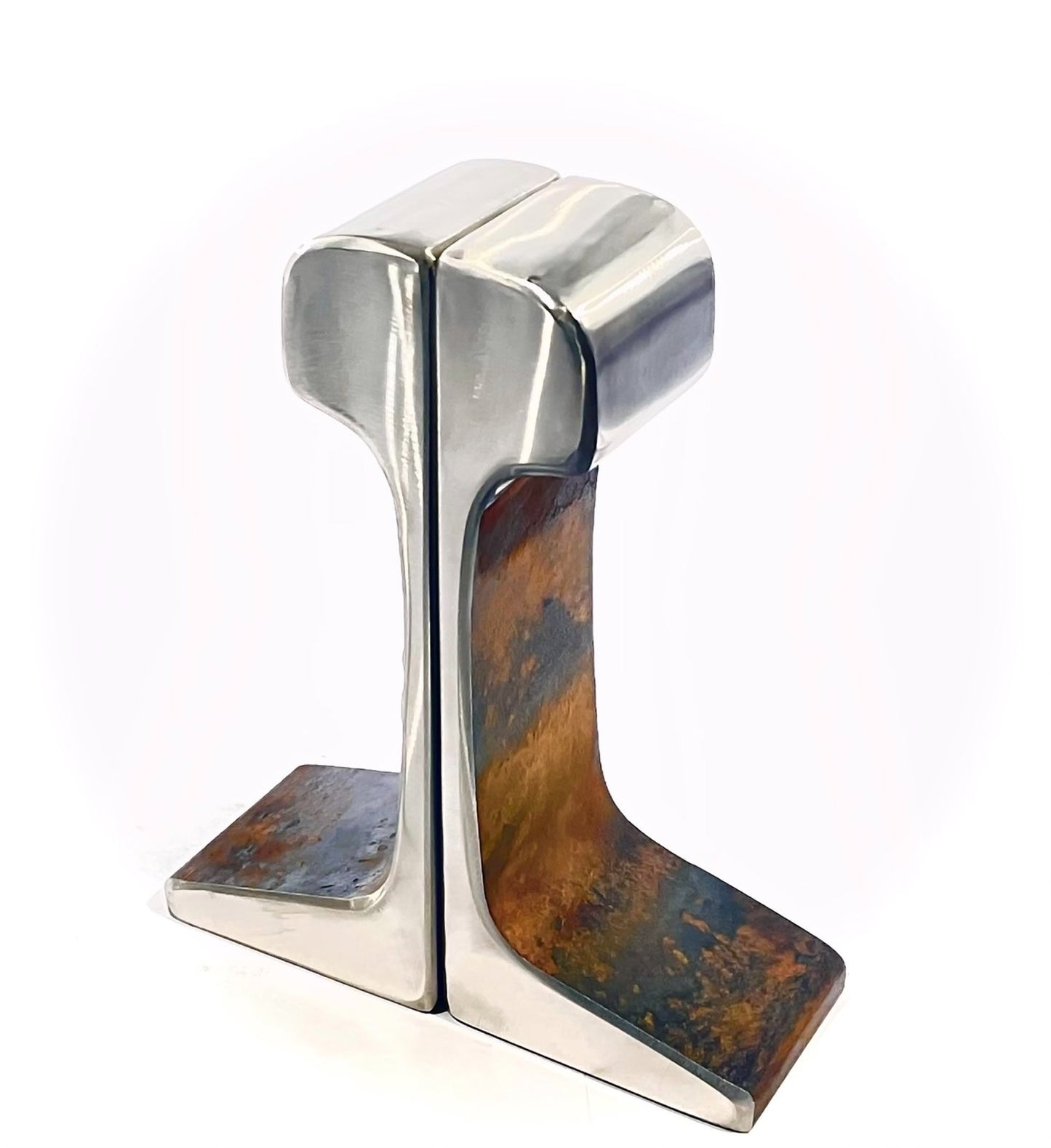 Small Antique Railroad Bookends Polished Tops