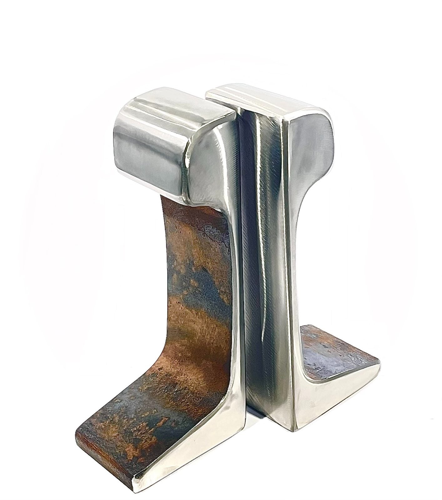 Small Antique Railroad Bookends Polished Tops