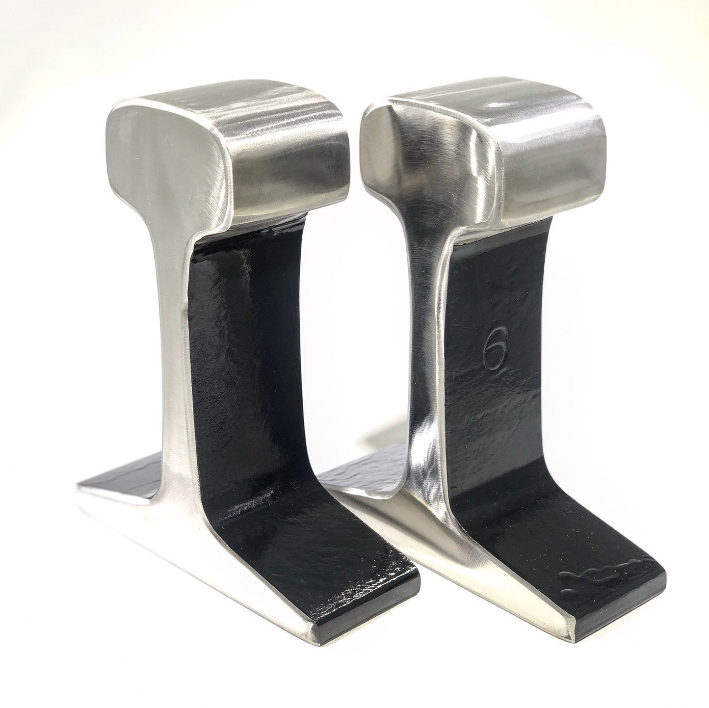 Large Black and Sliver Railroad Track bookends