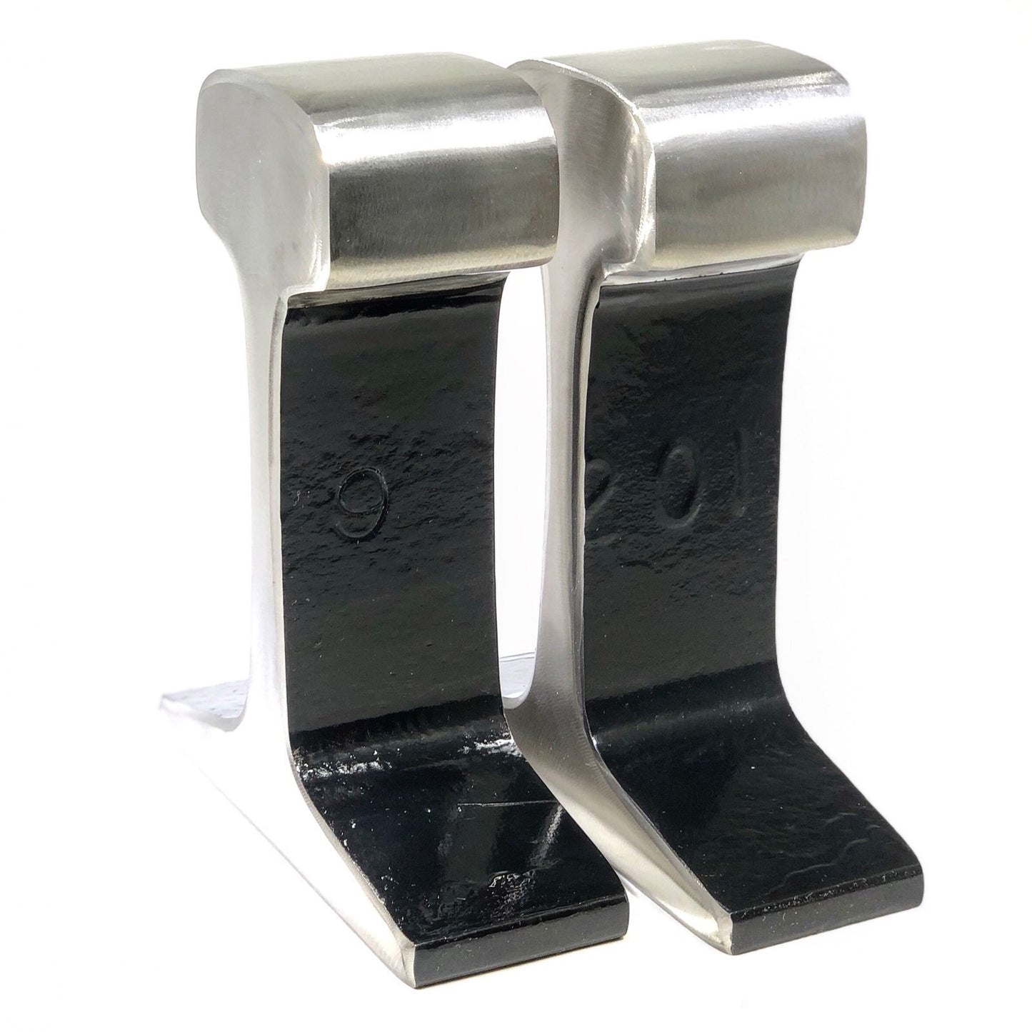 Large Black and Sliver Railroad Track bookends