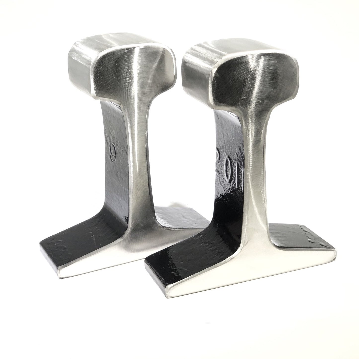 Large Black and Sliver Railroad Track bookends